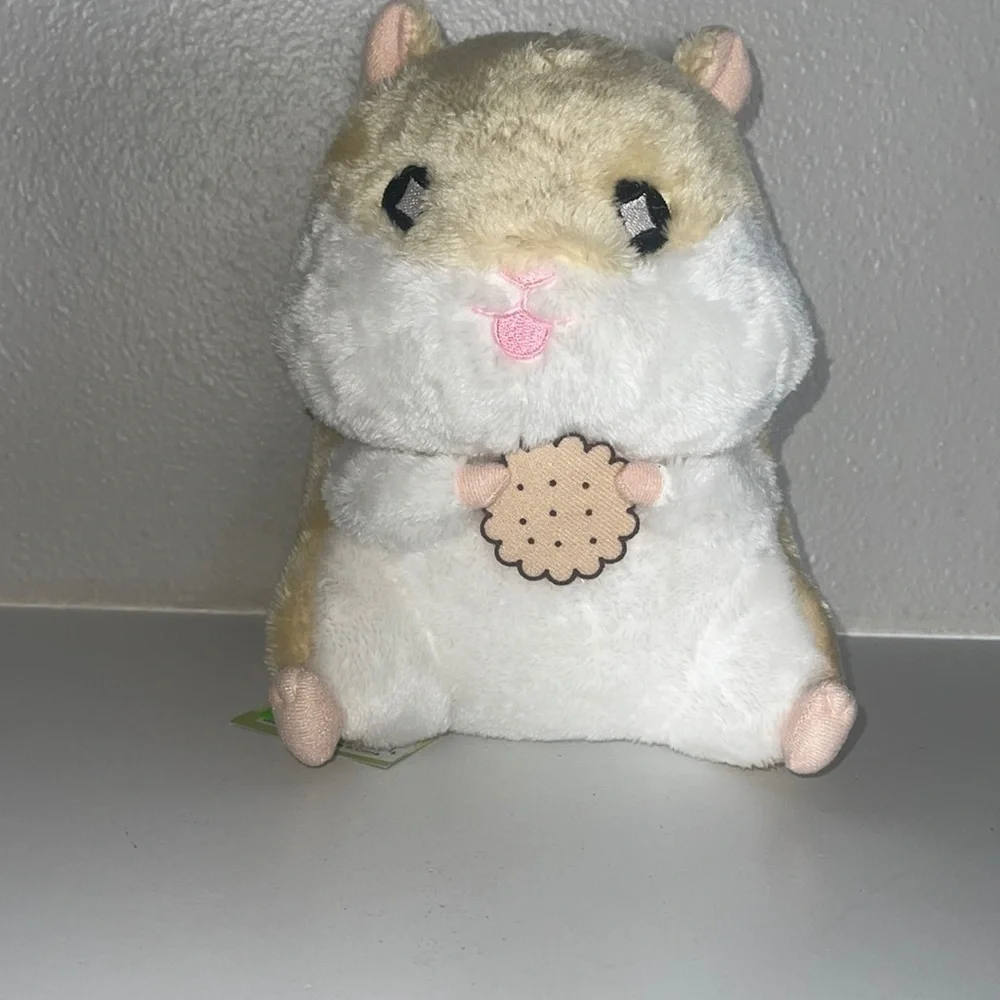 Gee Hamster Plush Doll with Cookie Plushie, beige 7”